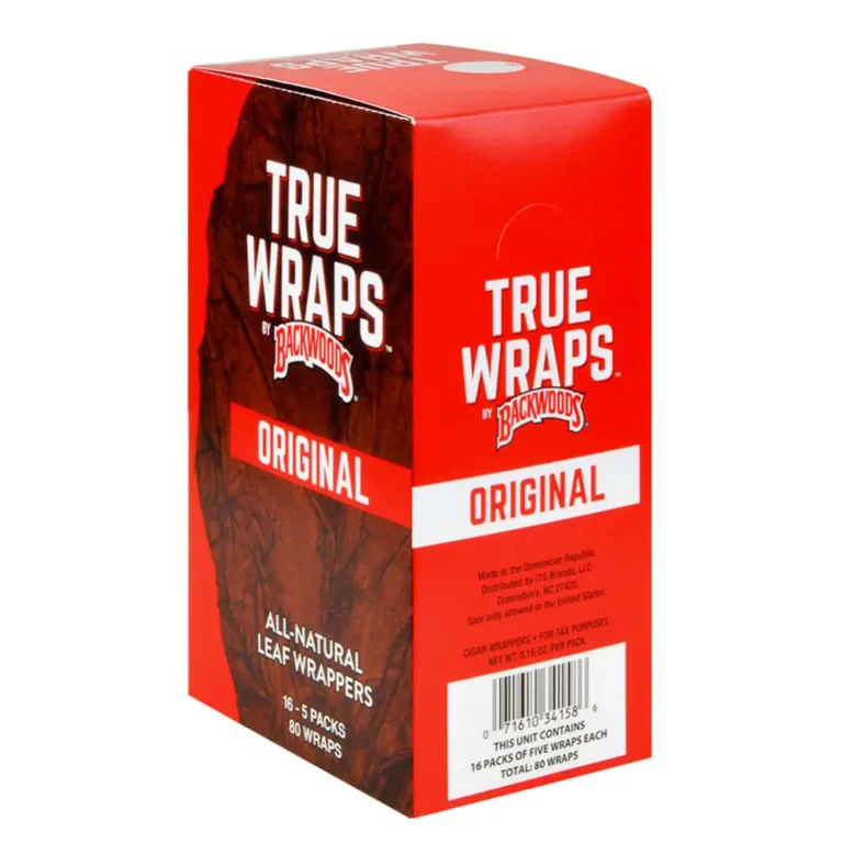 True Wraps Original, 16 packs of 5 - True Wraps Backwoods natural leaf wrappers